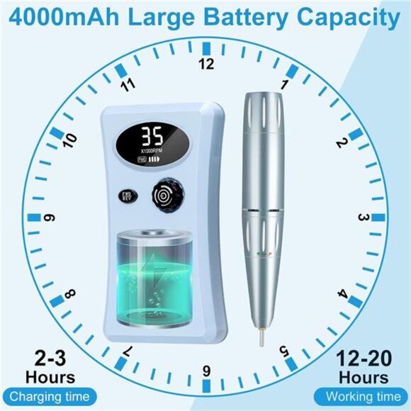 Electric Nail Drill,35000RPM Professional Nail Drill Machine,Portable Nail Drill - Picture 6 of 7